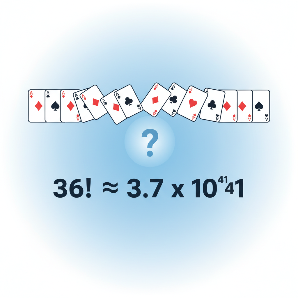 Перетасовываемая колода карт и подпись 36! ≈ 3,7 × 10^41